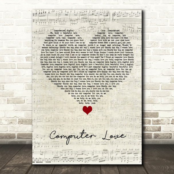 Zapp Computer Love Script Heart Song Lyric Quote Music Poster Print