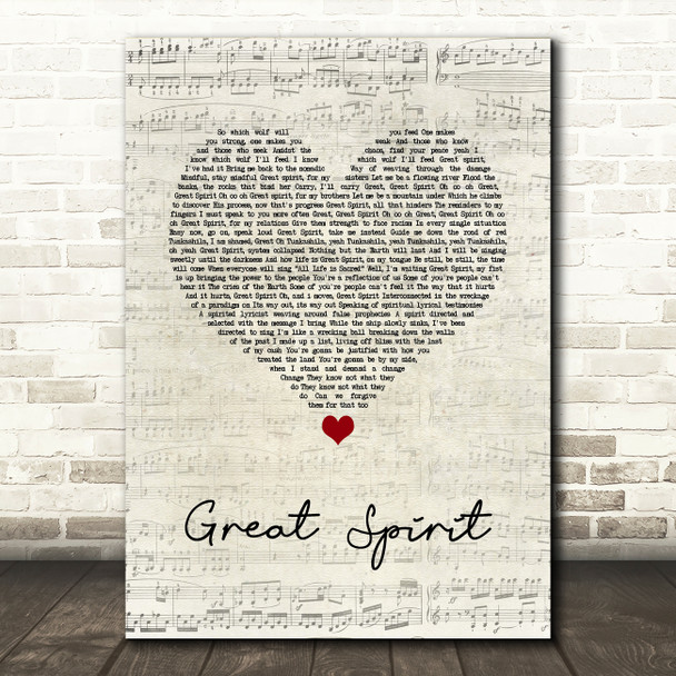 Nahko And Medicine For The People Great Spirit Script Heart Song Lyric Quote Music Poster Print