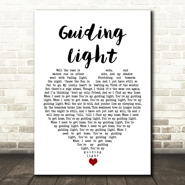 Foy Vance Ft Ed Sheeran Guiding Light White Heart Song Lyric Quote Music Poster Print