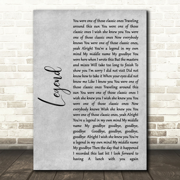 Twenty One Pilots Legend Grey Rustic Script Song Lyric Quote Music Poster Print