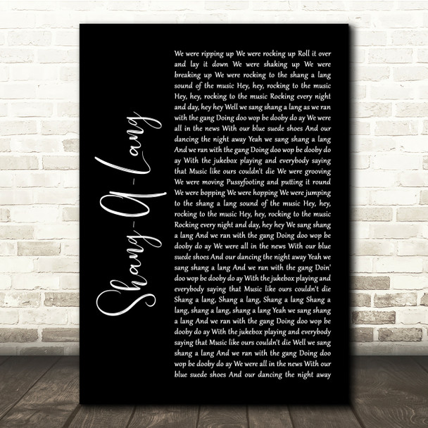 Bay City Rollers Shang-A-Lang Black Script Song Lyric Quote Music Poster Print