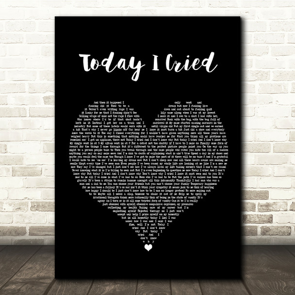 Professor Green Today I Cried Black Heart Song Lyric Quote Music Poster Print