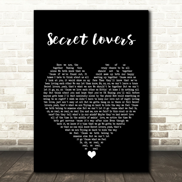 Atlantic Starr Secret Lovers Black Heart Song Lyric Quote Music Poster Print