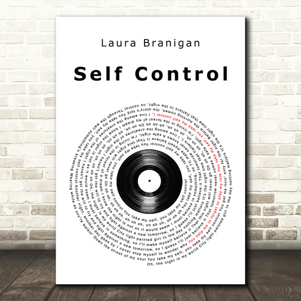 Laura Branigan Self Control Vinyl Record Song Lyric Quote Music Poster Print