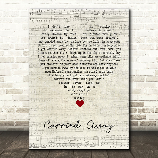 George Strait Carried Away Script Heart Song Lyric Quote Music Poster Print