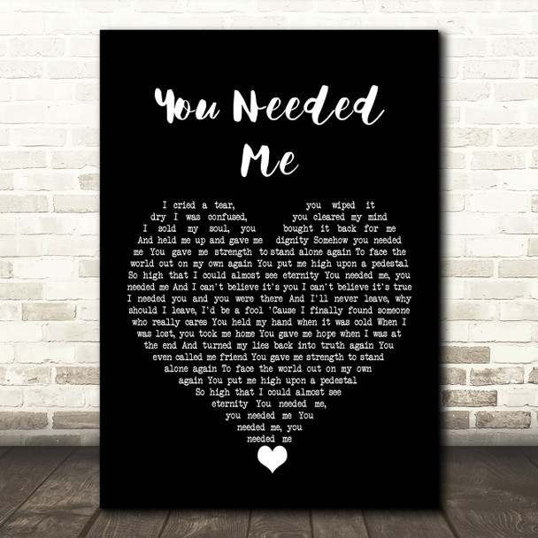 Anne Murray You Needed Me Black Heart Song Lyric Quote Music Poster Print