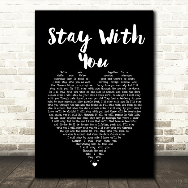 John Legend Stay With You Black Heart Song Lyric Quote Music Poster Print