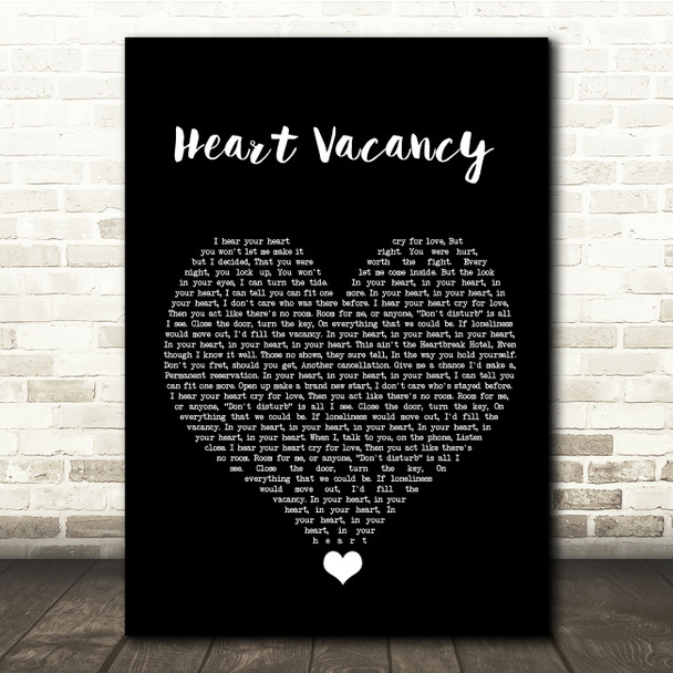 The Wanted Heart Vacancy Black Heart Song Lyric Quote Music Poster Print