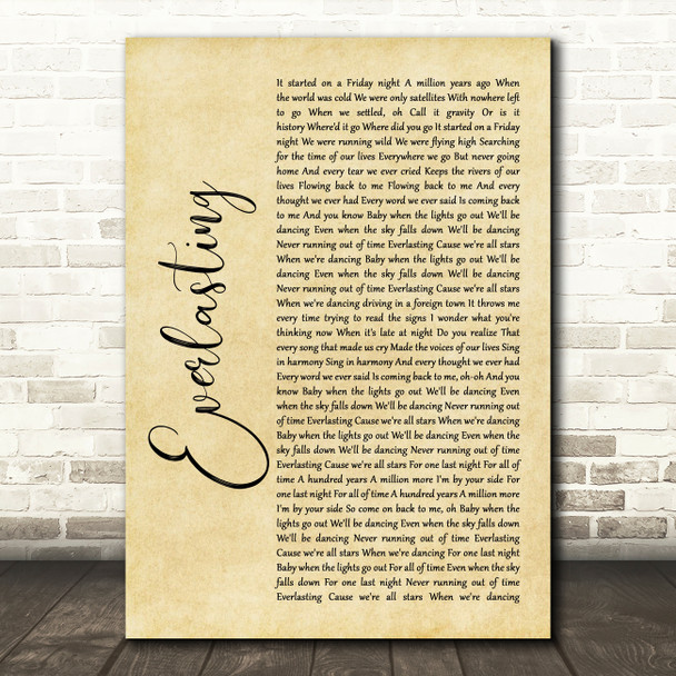 Take That Everlasting Rustic Script Song Lyric Quote Music Poster Print