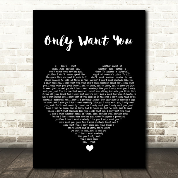Rita Ora Only Want You Black Heart Song Lyric Quote Music Poster Print