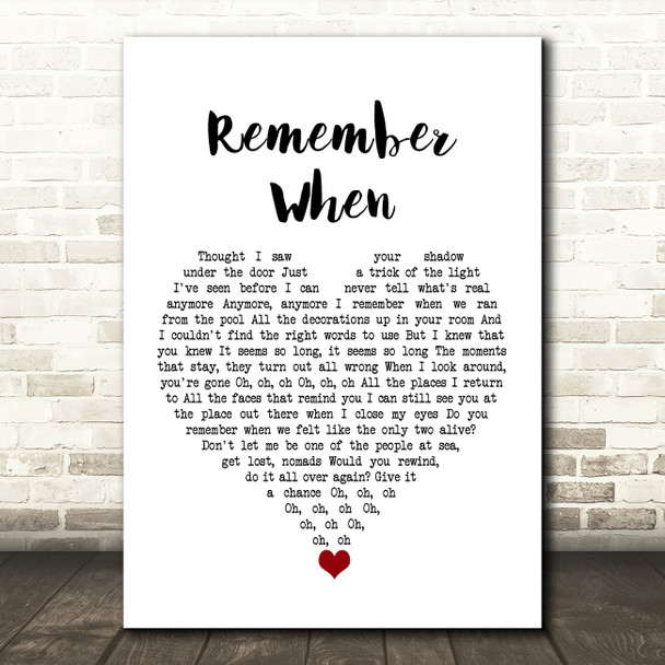 Wallows Remember When White Heart Song Lyric Quote Music Poster Print