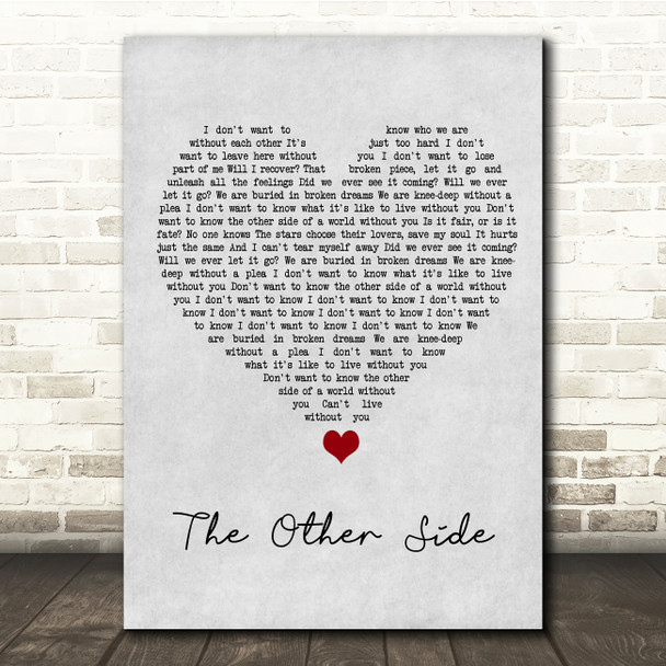 Ruelle The Other Side Grey Heart Song Lyric Quote Music Poster Print