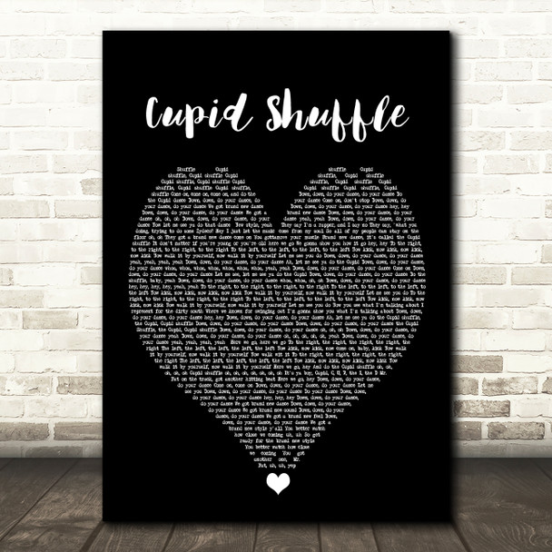 Cupid Cupid Shuffle Black Heart Song Lyric Quote Music Poster Print