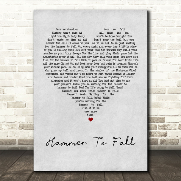 Queen Hammer To Fall Grey Heart Song Lyric Quote Music Poster Print