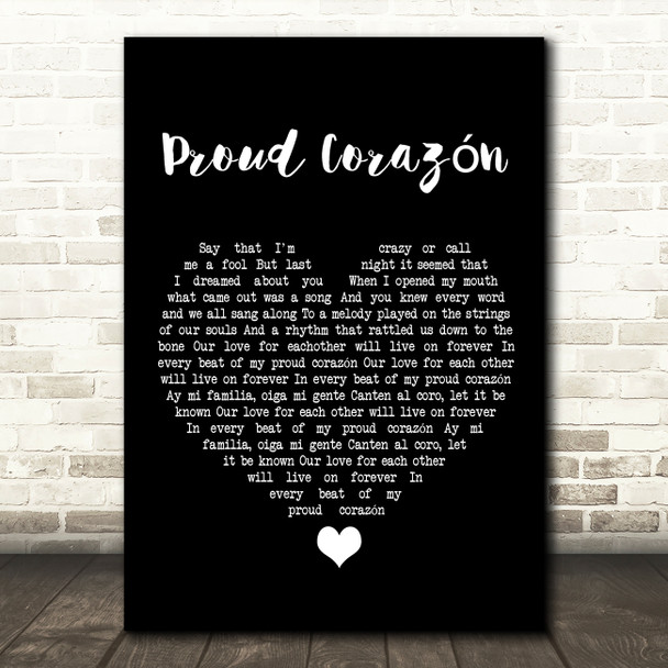 Coco Proud Corazón Black Heart Song Lyric Quote Music Poster Print