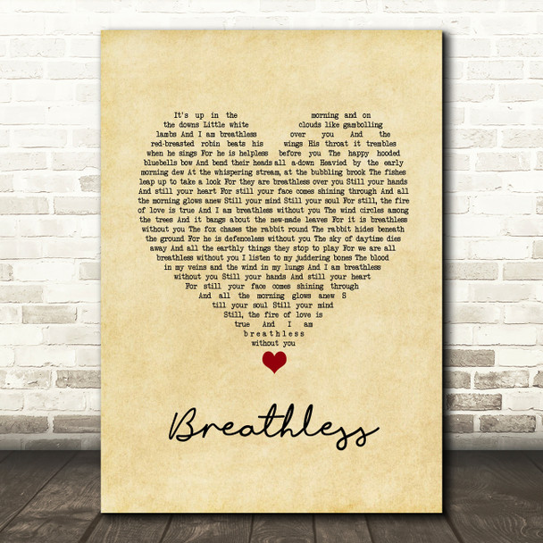 Nick Cave & The Bad Seeds Breathless Vintage Heart Song Lyric Quote Music Poster Print
