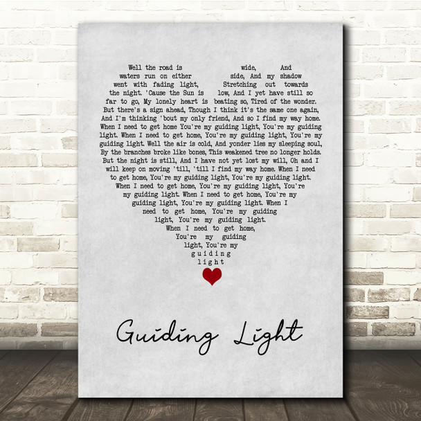 Foy Vance Ft Ed Sheeran Guiding Light Grey Heart Song Lyric Quote Music Poster Print