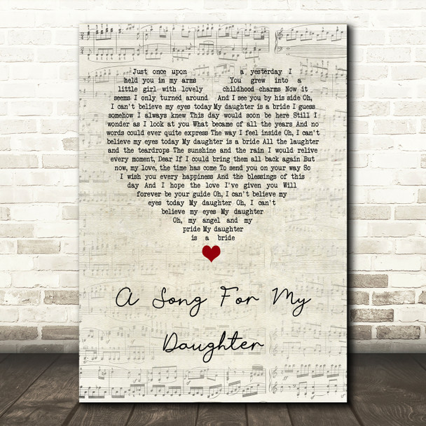 A Song For My Daughter Ray Allaire Script Heart Song Lyric Quote Music Poster Print