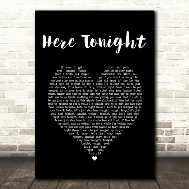 Brett Young Here Tonight Black Heart Song Lyric Quote Music Poster Poster Print