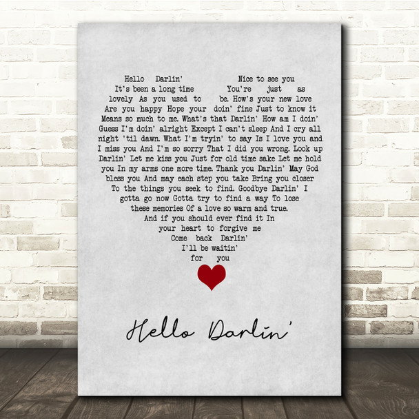 Daniel O'Donnell Hello Darlin' Grey Heart Song Lyric Quote Music Poster Print