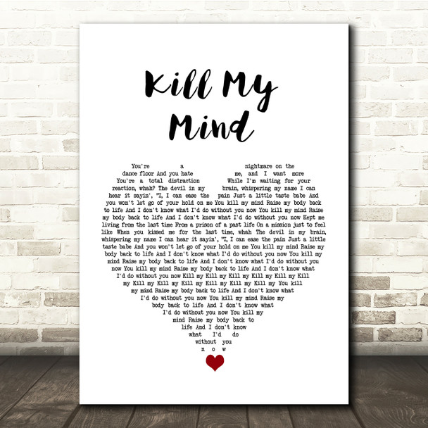 Louis Tomlinson Kill My Mind White Heart Song Lyric Quote Music Poster Print