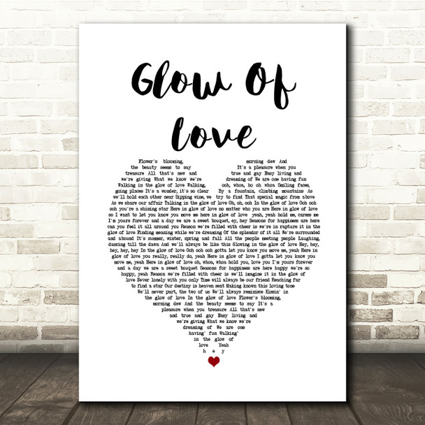 Luther Vandross Glow Of Love White Heart Song Lyric Quote Music Poster Print