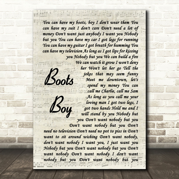 Langhorne Slim Boots Boy Vintage Script Song Lyric Quote Music Poster Print
