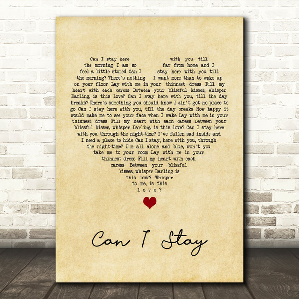 Ray LaMontagne Can I Stay Vintage Heart Song Lyric Quote Music Poster Print