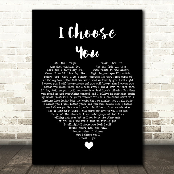 Sara Bareilles I Choose You Black Heart Song Lyric Quote Music Poster Print