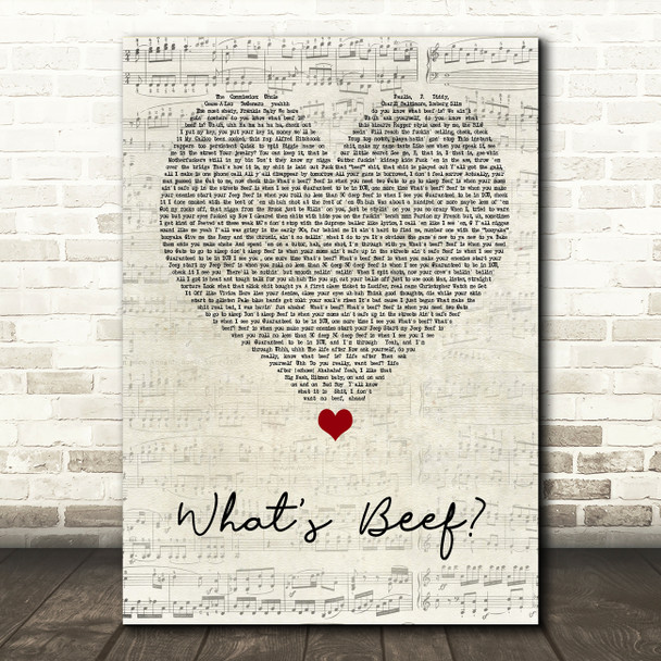 Notorious BIG What's Beef Script Heart Song Lyric Quote Music Poster Print