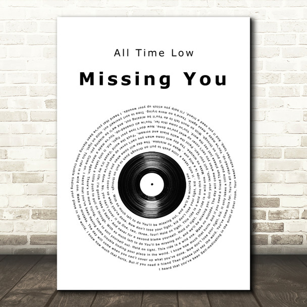 All Time Low Missing You Vinyl Record Song Lyric Quote Music Poster Print