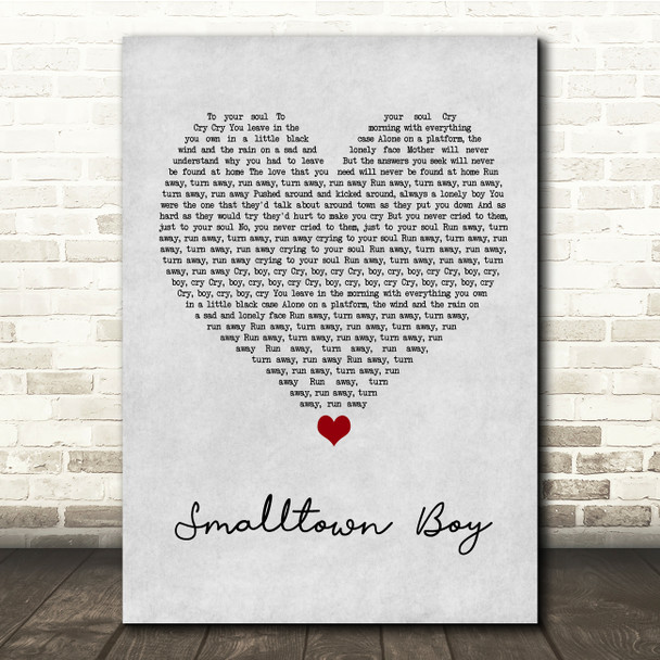 Bronski Beat Smalltown Boy Grey Heart Song Lyric Quote Music Poster Print