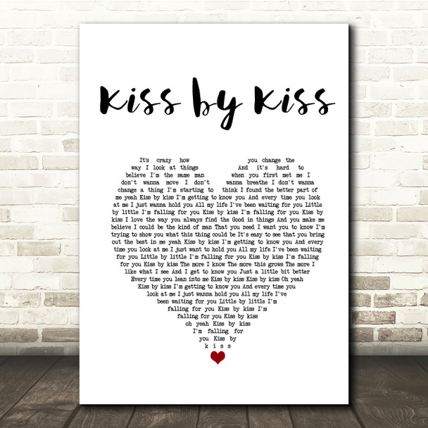 Brett Young Kiss by Kiss White Heart Song Lyric Quote Music Poster Print