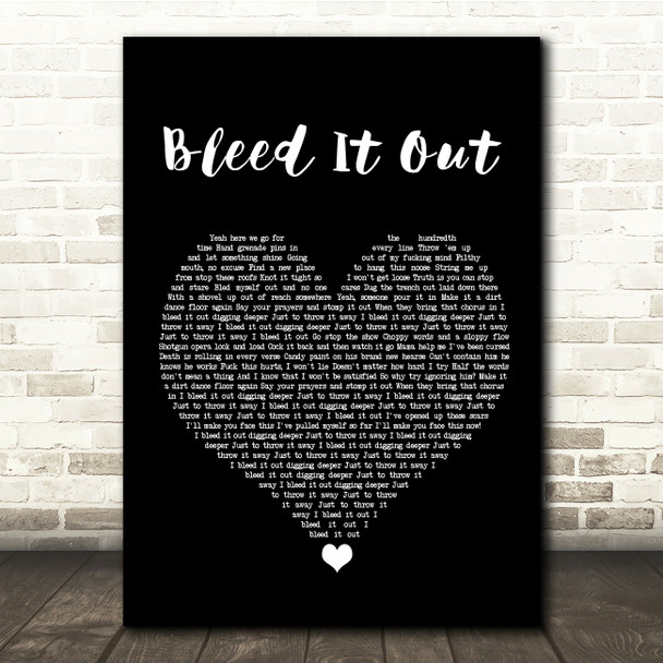 Linkin Park Bleed It Out Black Heart Song Lyric Quote Music Poster Print
