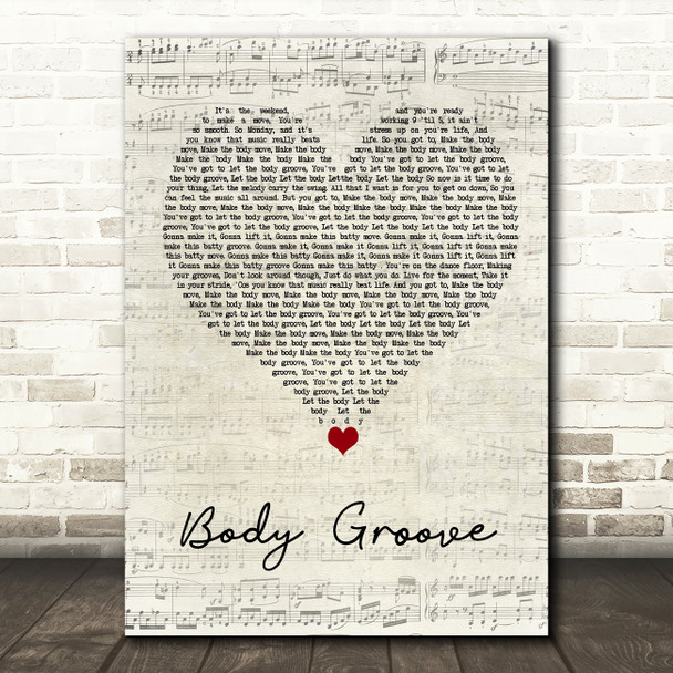 Architechs Body Groove Script Heart Song Lyric Quote Music Poster Print