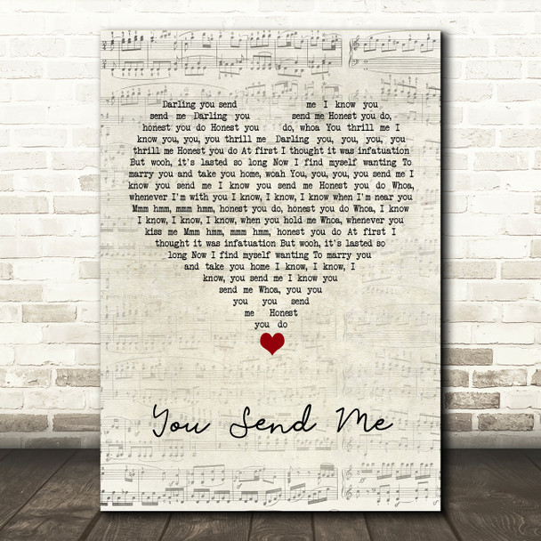 Sam Cooke You Send Me Script Heart Song Lyric Quote Music Poster Print
