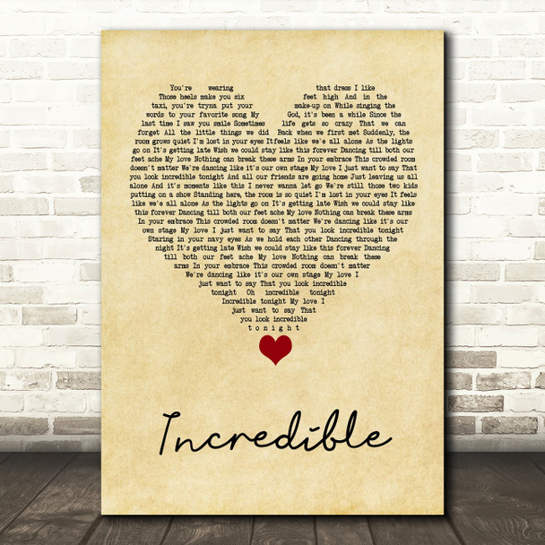 James TW Incredible Vintage Heart Song Lyric Quote Music Poster Print