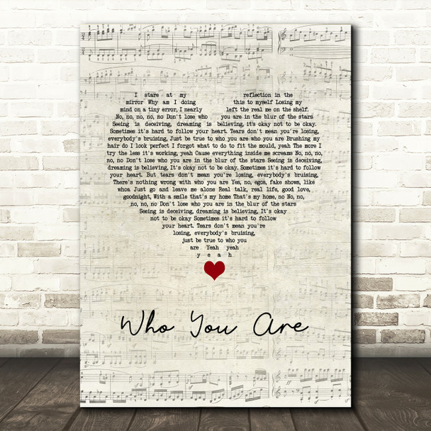 Jessie J Who You Are Script Heart Song Lyric Quote Music Poster Print