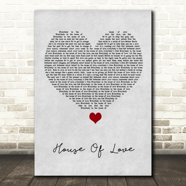 East 17 House Of Love Grey Heart Song Lyric Quote Music Poster Print