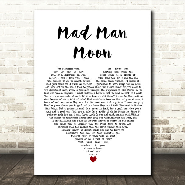 Genesis Mad Man Moon White Heart Song Lyric Quote Music Poster Print