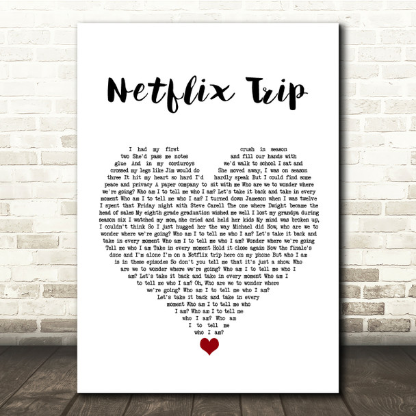 AJR Netflix Trip White Heart Song Lyric Quote Music Poster Print