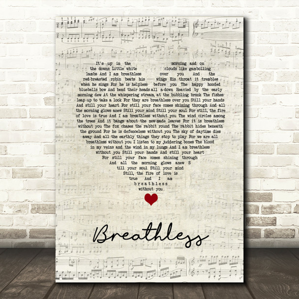 Nick Cave & The Bad Seeds Breathless Script Heart Song Lyric Quote Music Poster Print