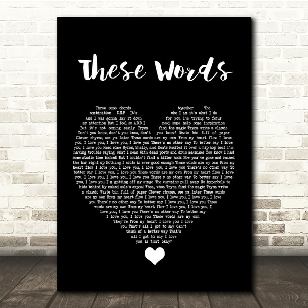 Natasha Bedingfield These Words Black Heart Song Lyric Quote Music Poster Print