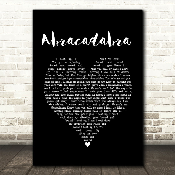 Steve miller Band Abracadabra Black Heart Song Lyric Quote Music Poster Print