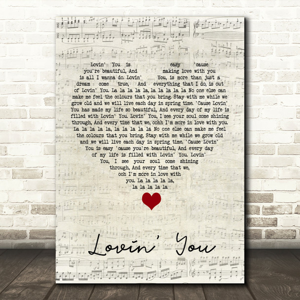 Minnie Ripperton Lovin' You Script Heart Song Lyric Quote Music Poster Print
