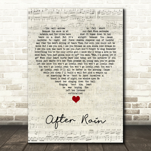 Dermot Kennedy After Rain Script Heart Song Lyric Quote Music Poster Print