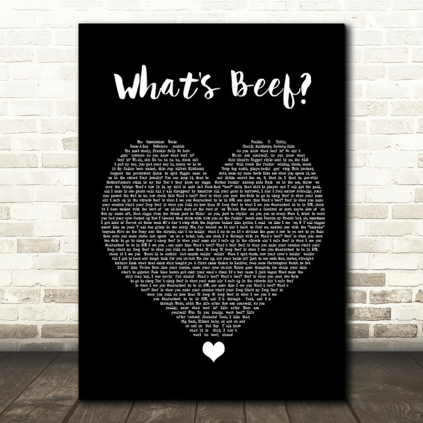 Notorious BIG What's Beef Black Heart Song Lyric Quote Music Poster Print