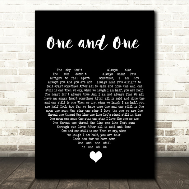 Robert Miles One and One Black Heart Song Lyric Quote Music Poster Print