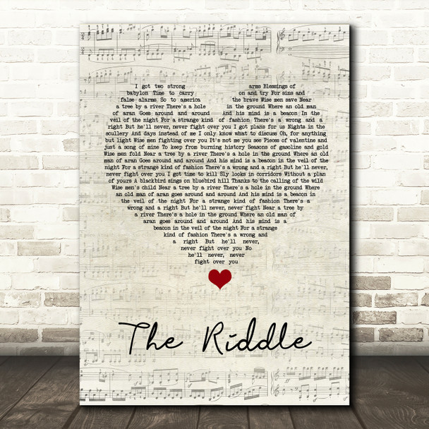 Nik Kershaw The Riddle Script Heart Song Lyric Quote Music Poster Print