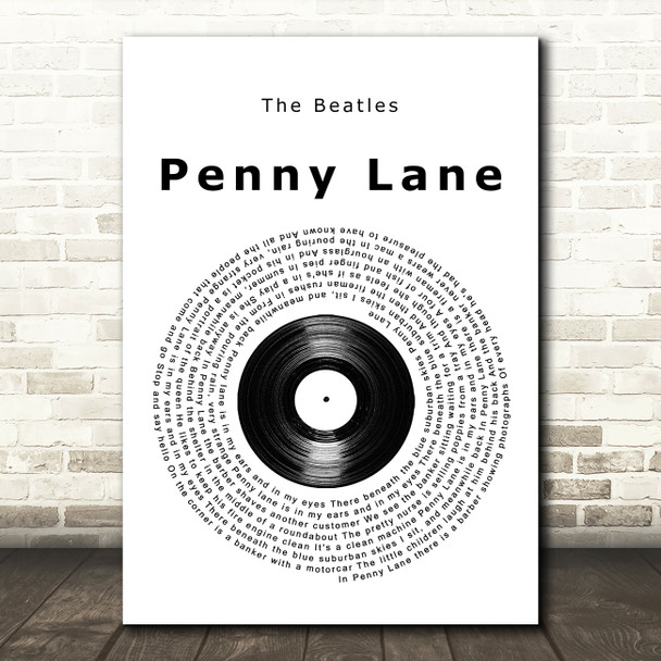 The Beatles Penny Lane Vinyl Record Song Lyric Quote Music Poster Print